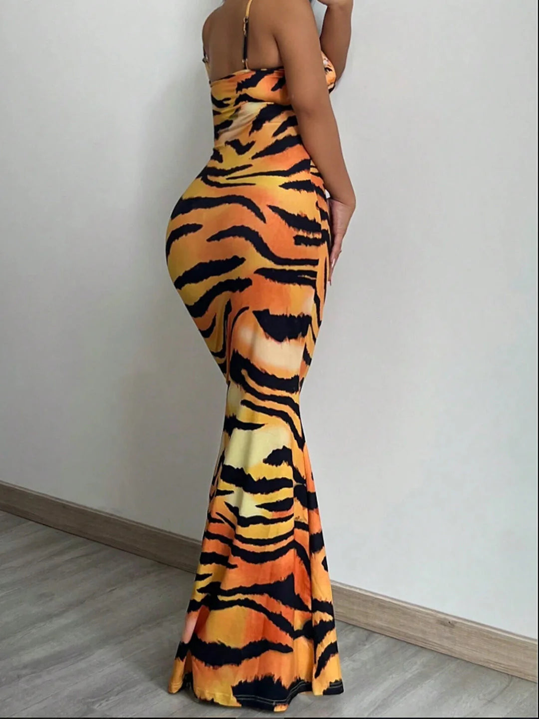 Fierce Tiger Print Bodycon Maxi Dress