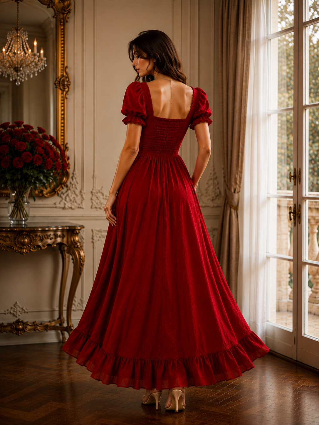 Holywomen Scarlet Bloom – Premium Fit & Flare Midi Dress