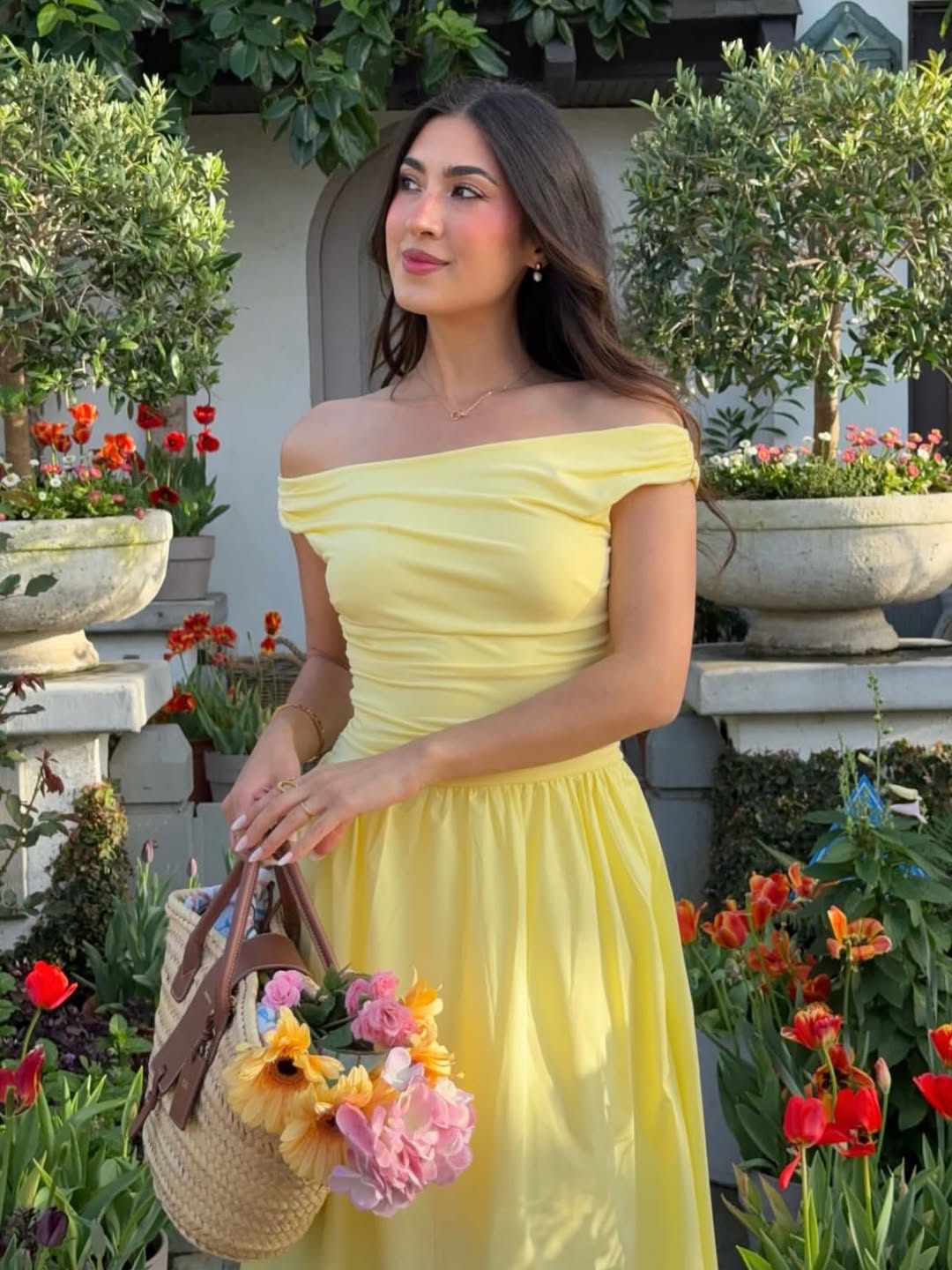 Beautiful Yellow Off-Shoulder Neckline Maxi Dress